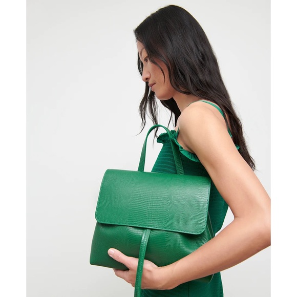 Mansur Gavriel Soft Lady Lizard Embossed Leather Crossbody Bag NWT Leaf Green - Picture 2 of 9